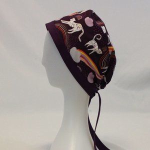 Purple Leopard Surgical Scrub Cap Dentist Vet Chemo Hat